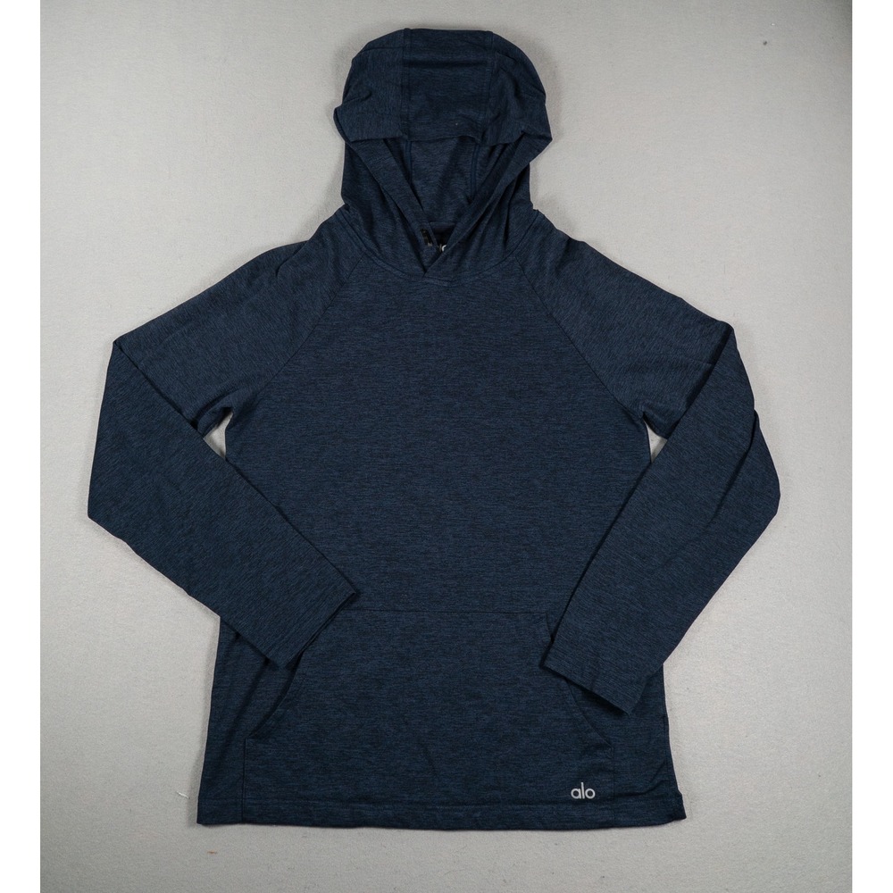 Alo Yoga Hoodie Pullover Space Dye Heathered Navy Blue Size S Activewear